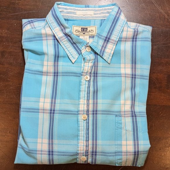Club Room Men's Blue Plaid Long Sleeve Shirt | Size L - Picture 1 of 4